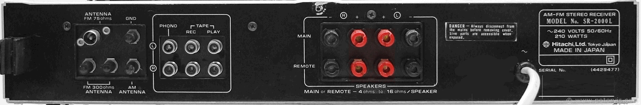 Hitachi SR-2000L Back Sockets