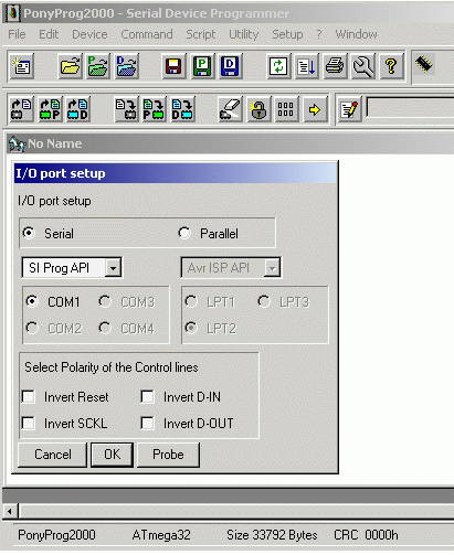 I/O Port Setup dialog.