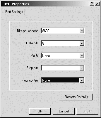 COM1 Port Settings