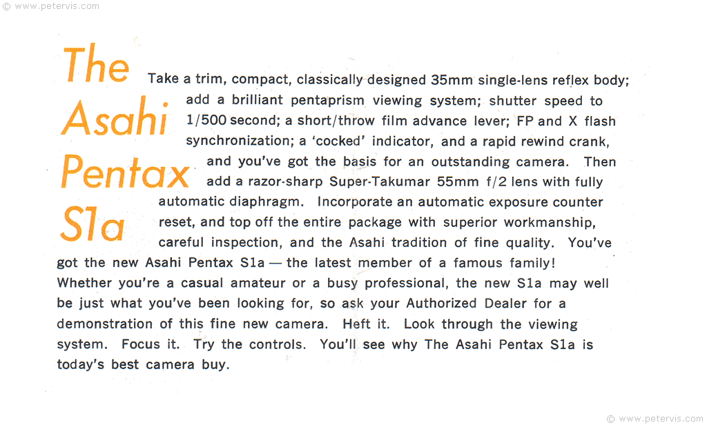 Asahi Pentax S1a Description