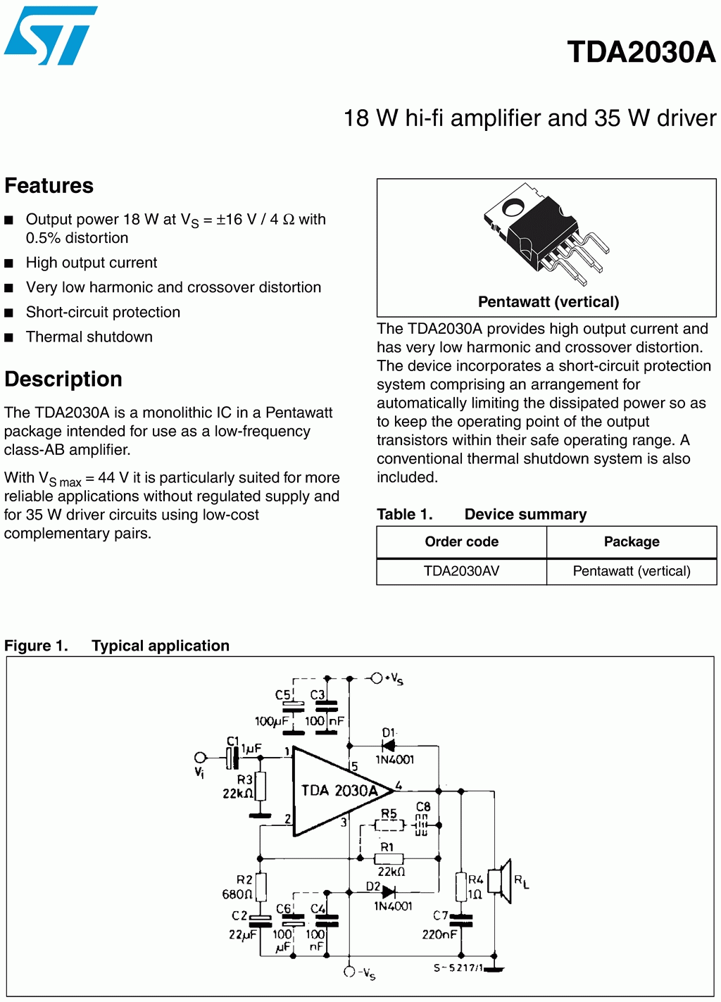 Tda2030 datasheet