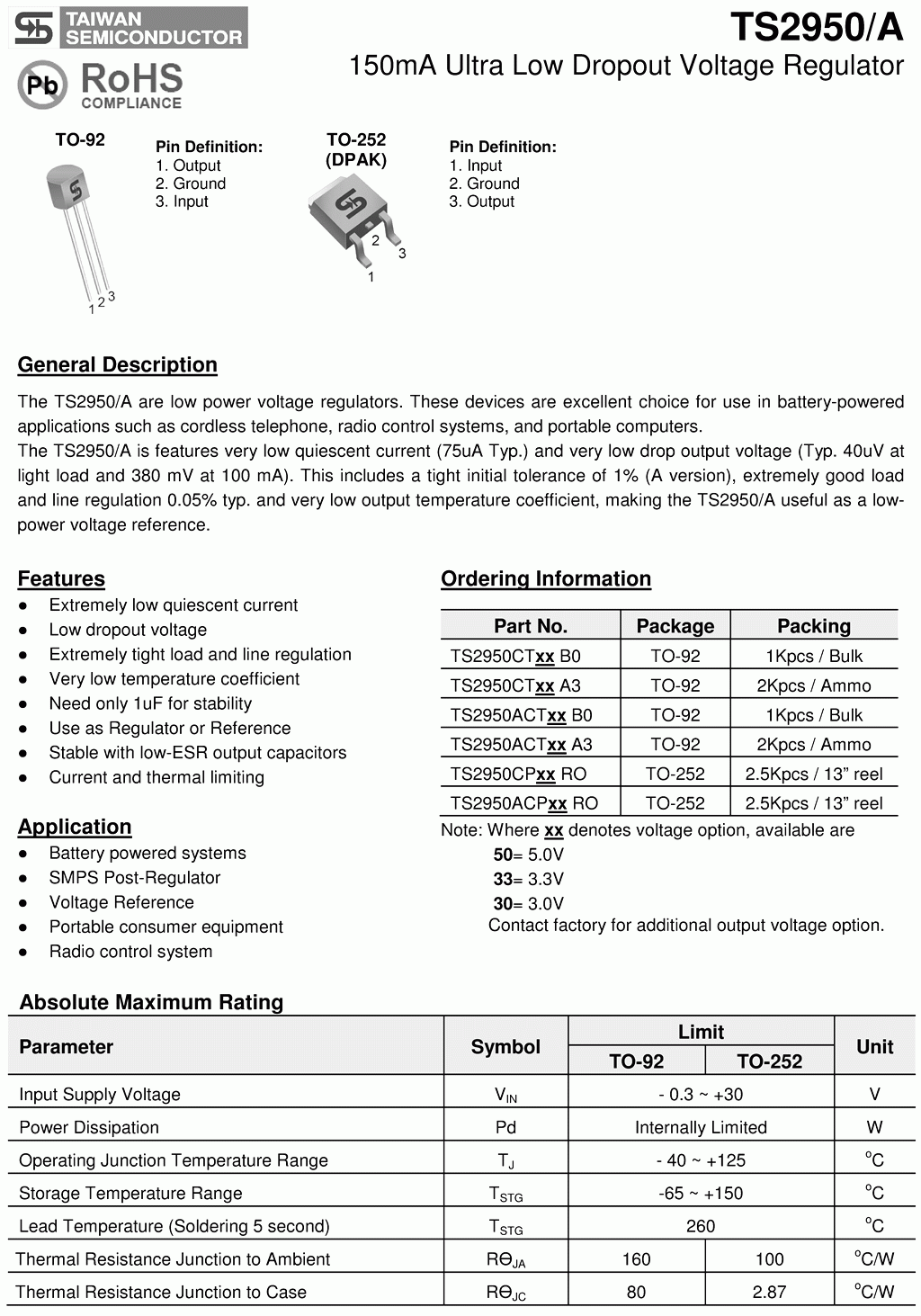 TS2950 5 V Datasheet