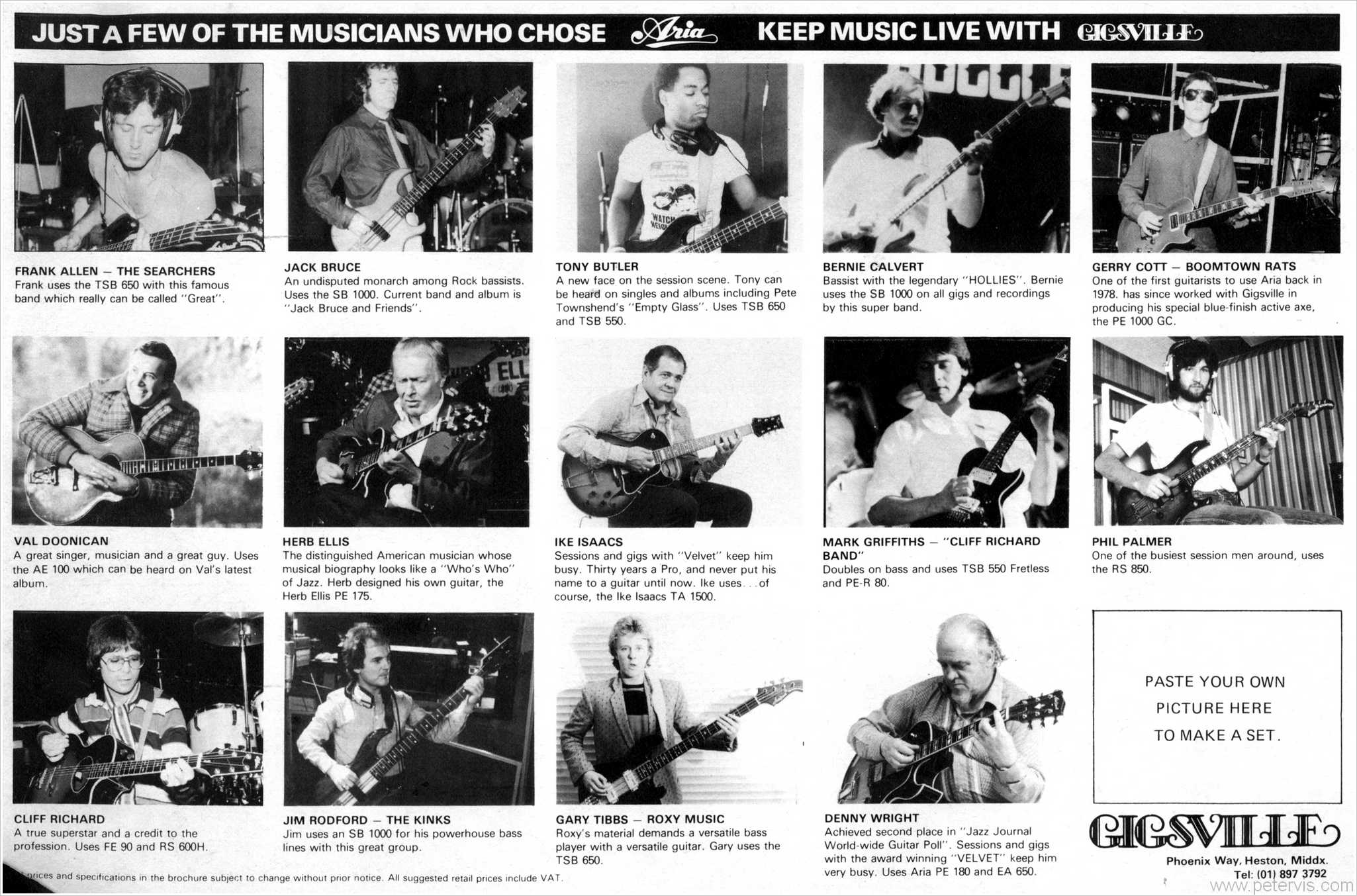 Famous people who used Aria guitars.