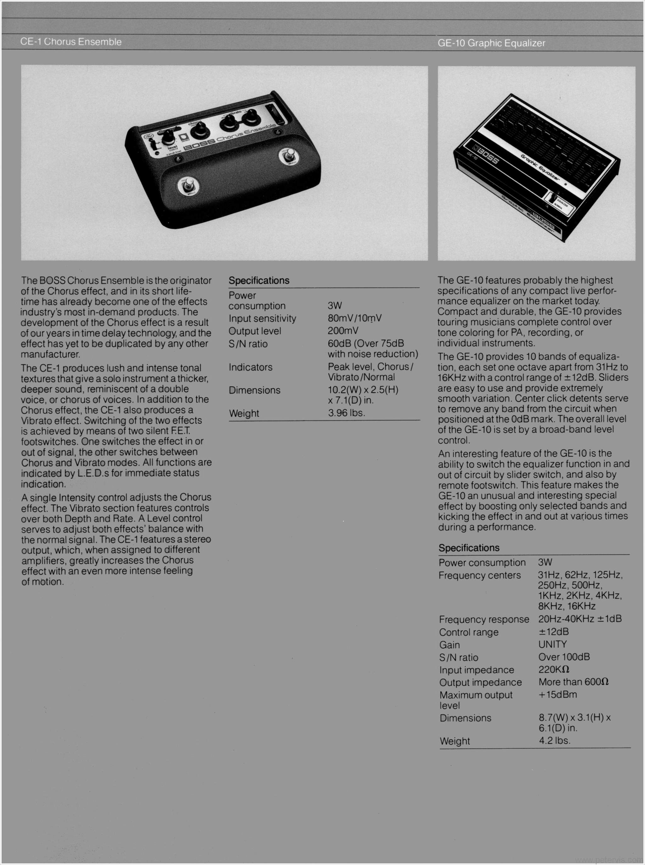 BOSS CE-1 CHORUS ENSEMBLE AND GE-10 GRAPHIC EQUALIZER