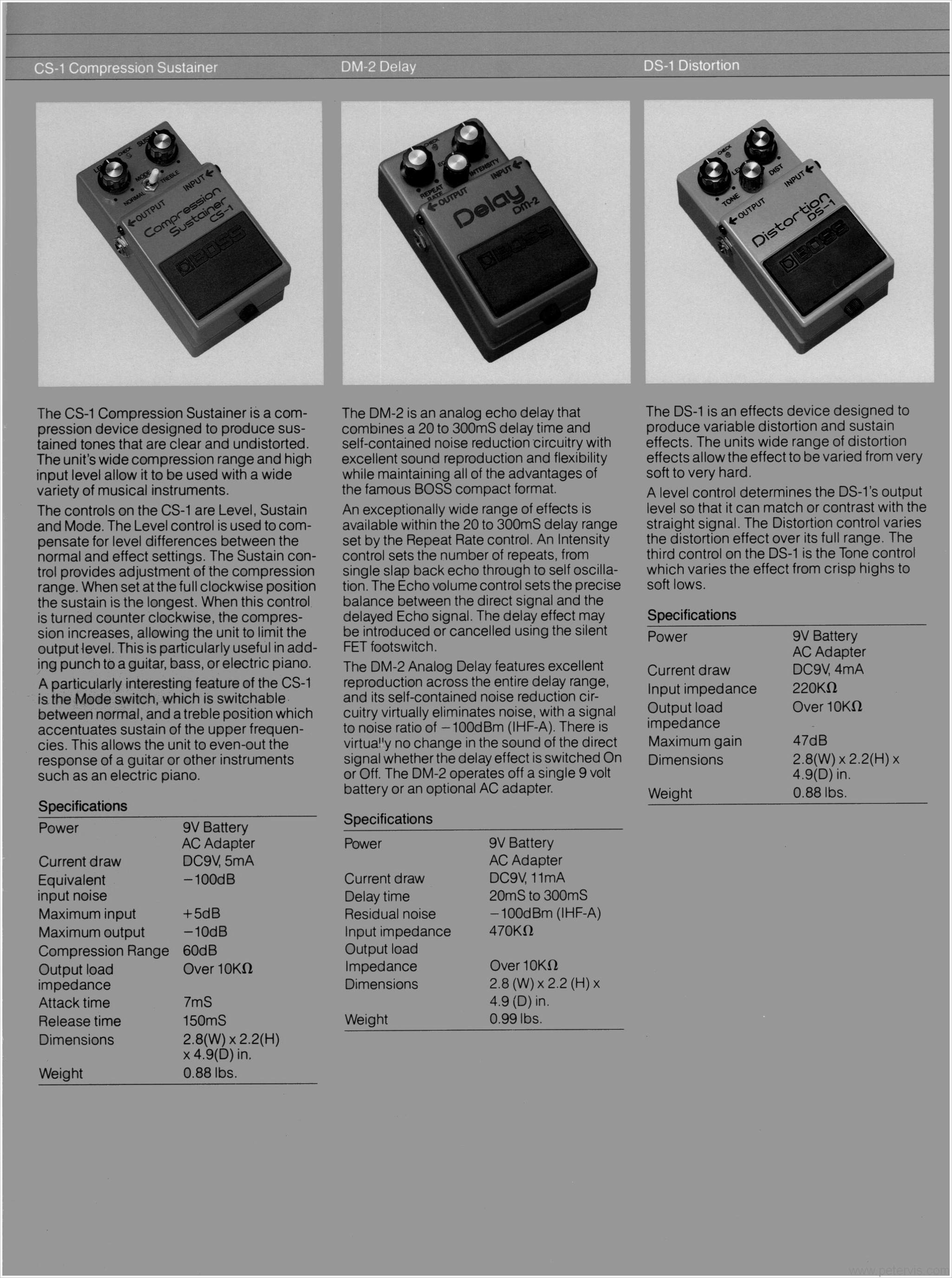 BOSS CS-1 COMPRESSION SUSTAINER AND DM-2 DELAY AND DS-1 DISTORTION