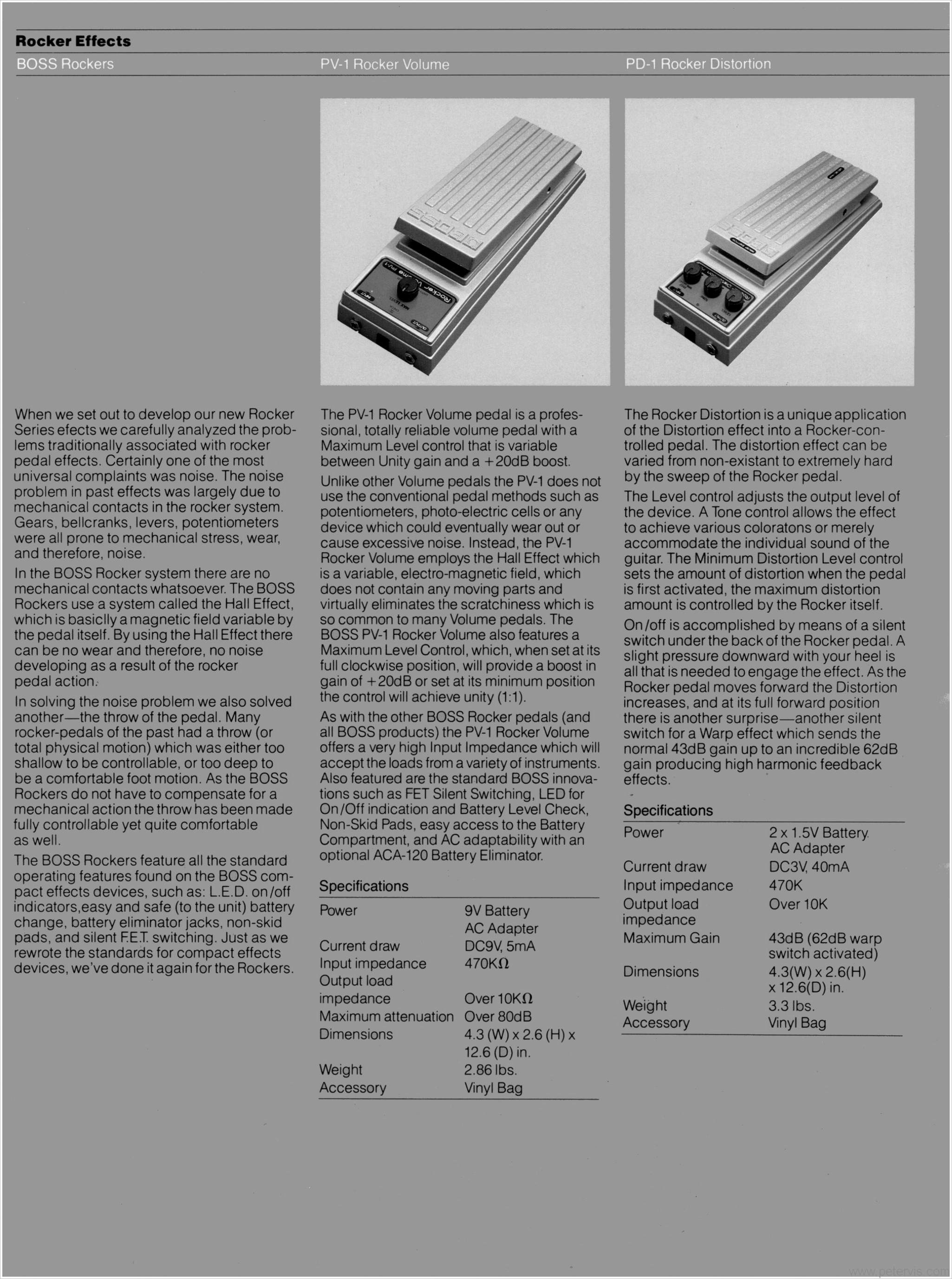 BOSS PV-1 ROCKER VOLUME AND PD-1 ROCKER DISTORTION