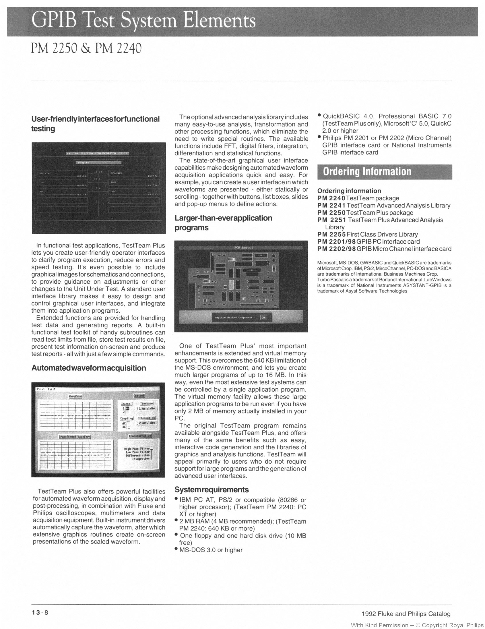 Philips PM 2250 and PM 2240 Features and Spec