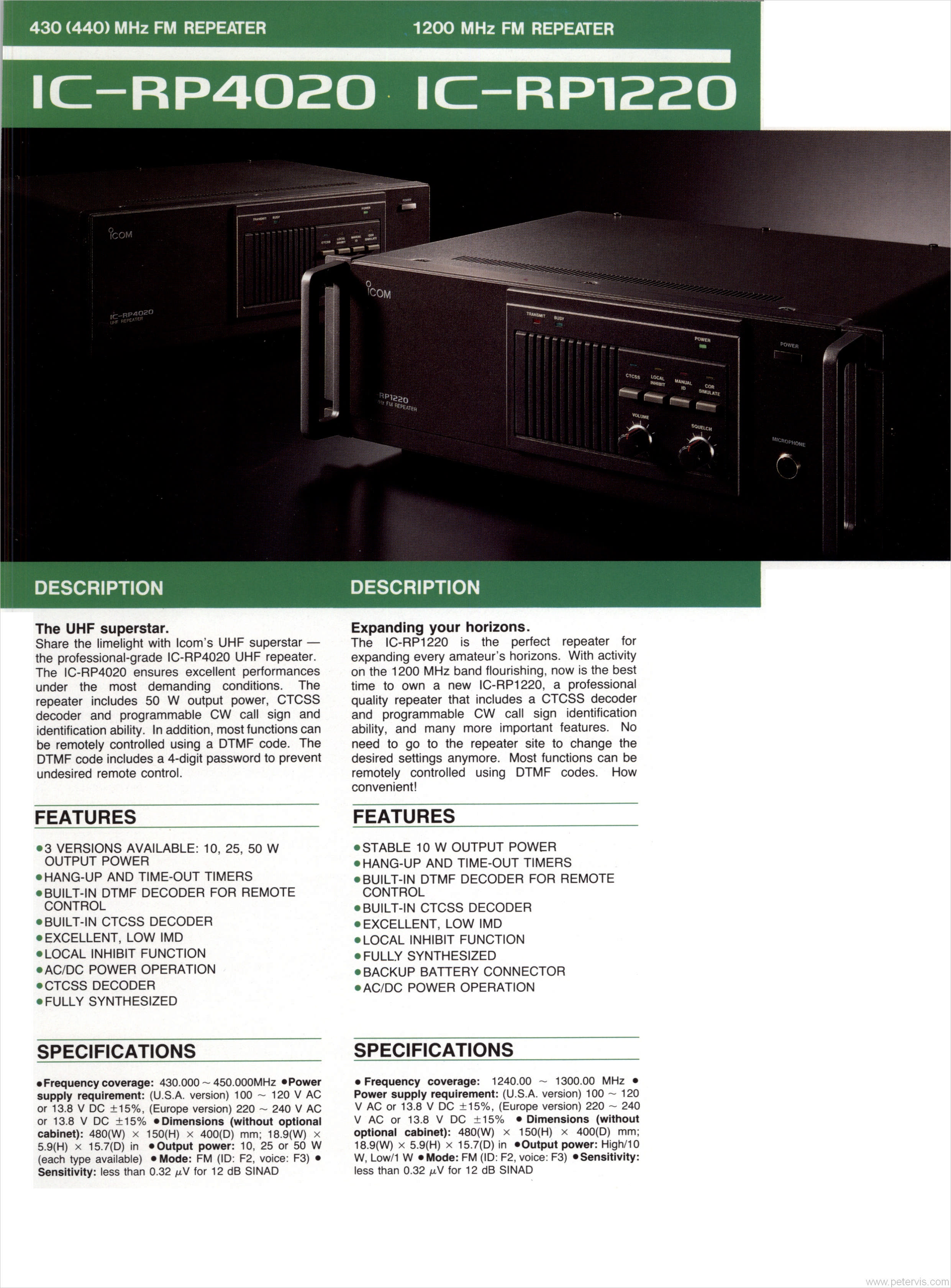 IC-RP4020 and IC-RP1220 SPECIFICATION and FEATURES
