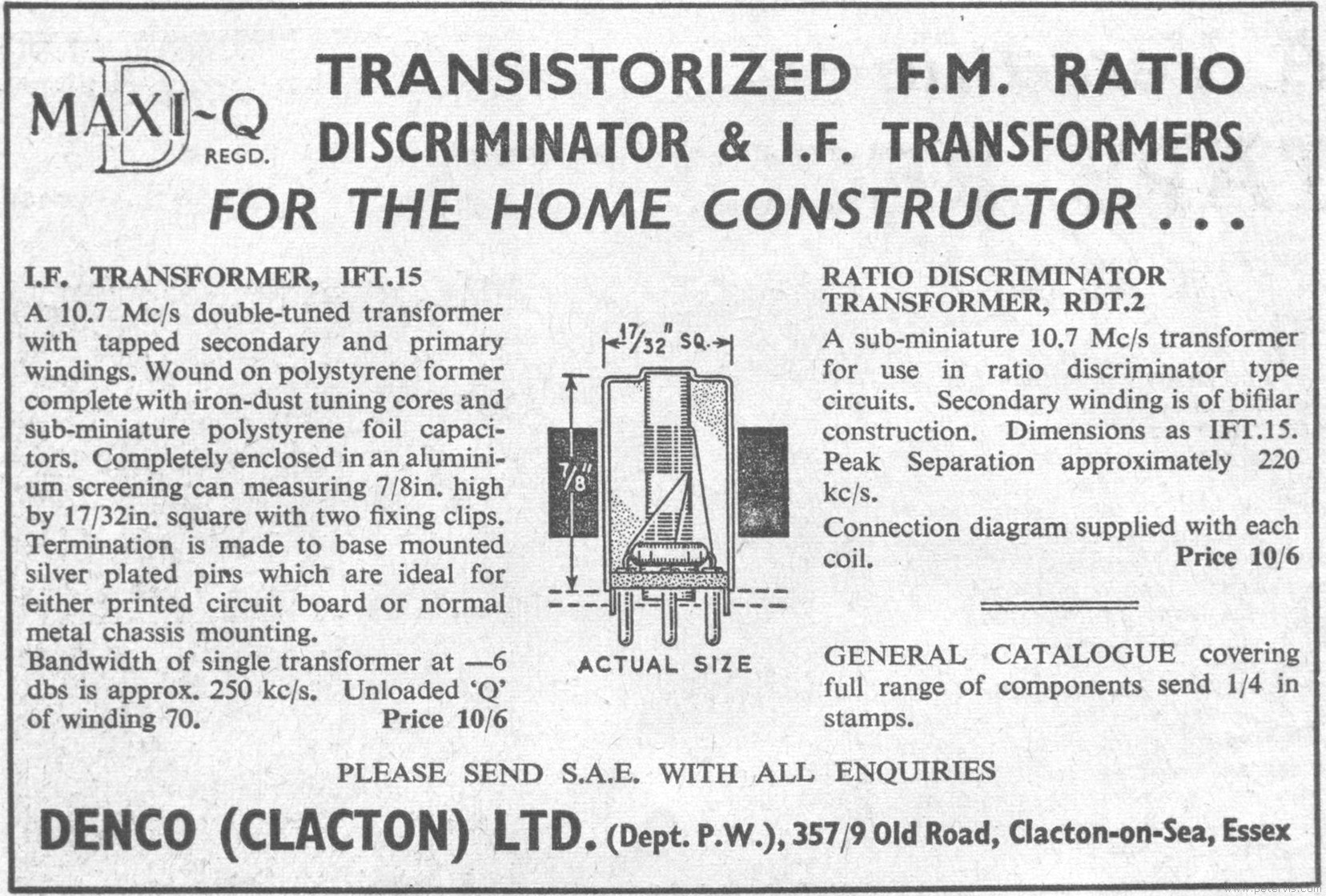 Denco IF Transformer and Ratio detector