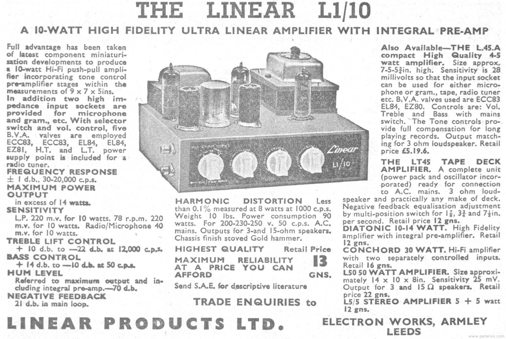 Linear L1/10 Valve Amplifier