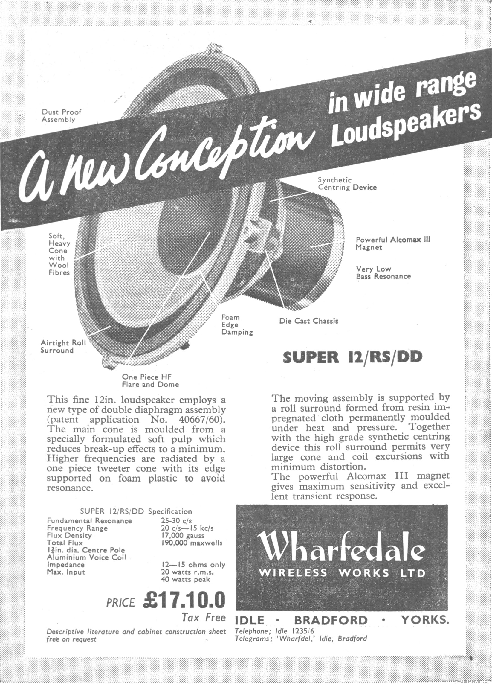 Wharfedale Super 12/RS/DD Bass Speaker