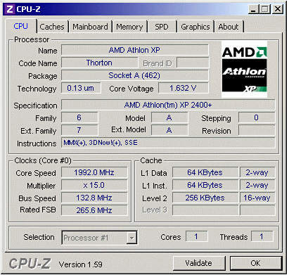 CPU-Z system information