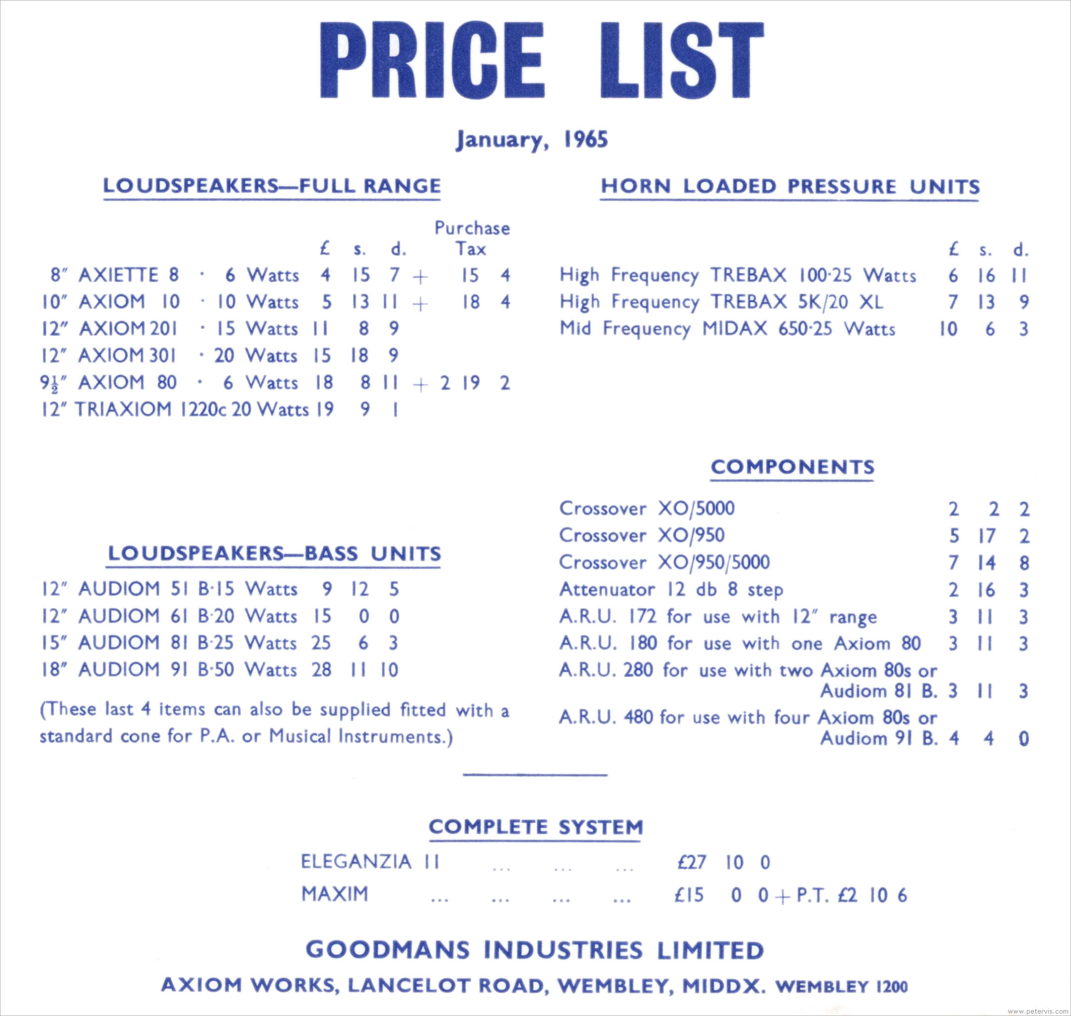 Price List