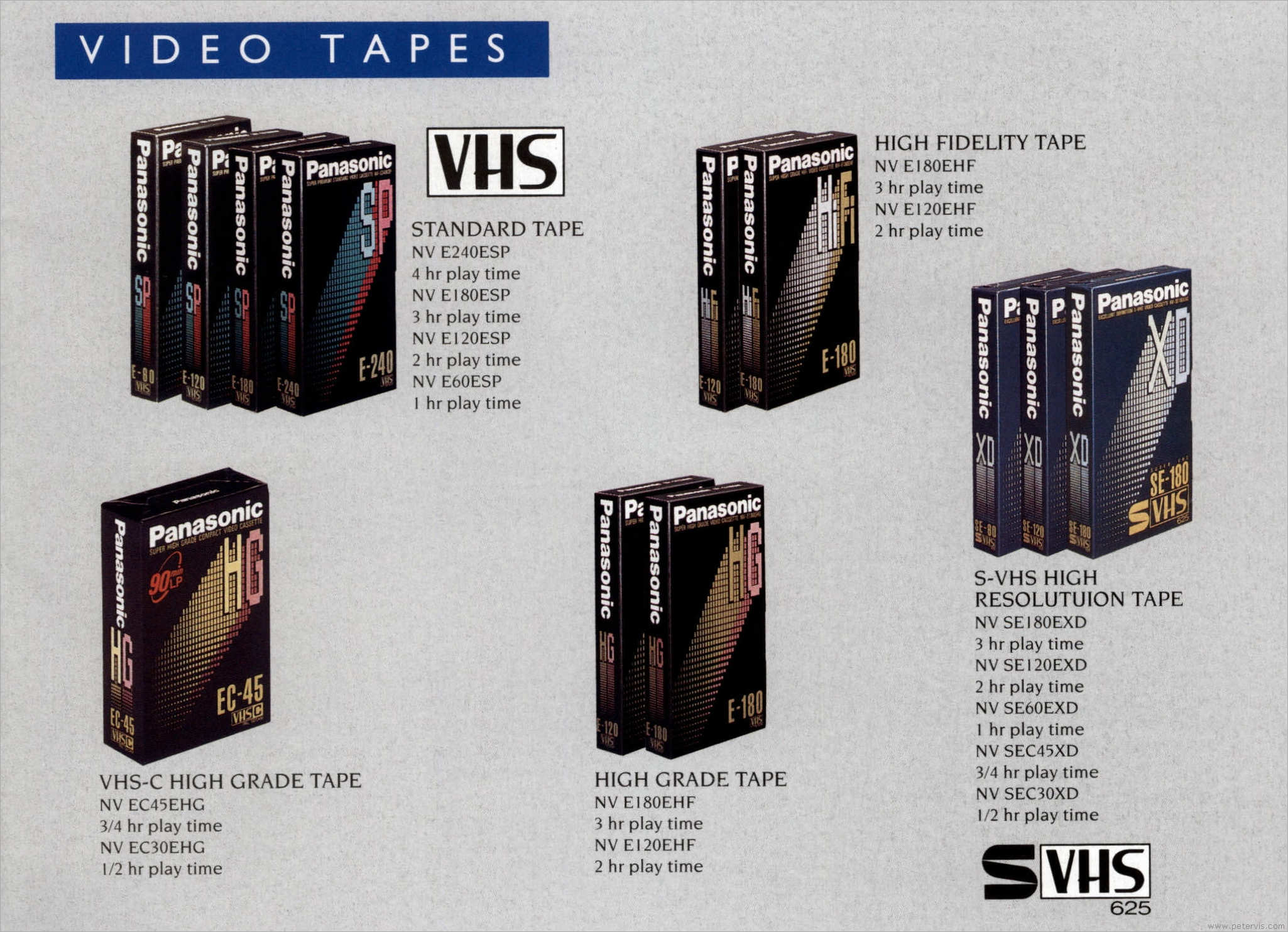 Panasonic Blank Video Tapes