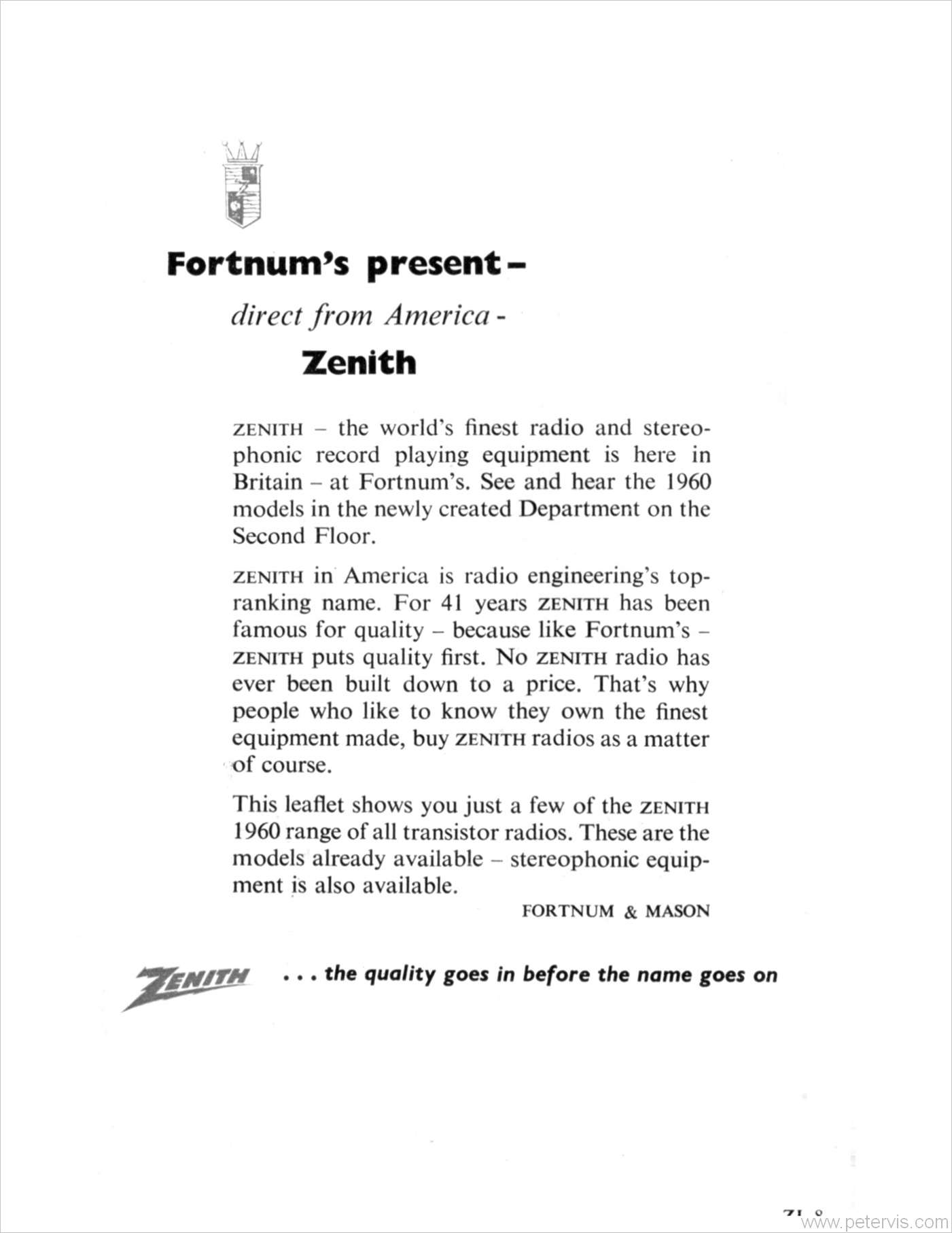 ZENITH RADIOS INTRODUCTION