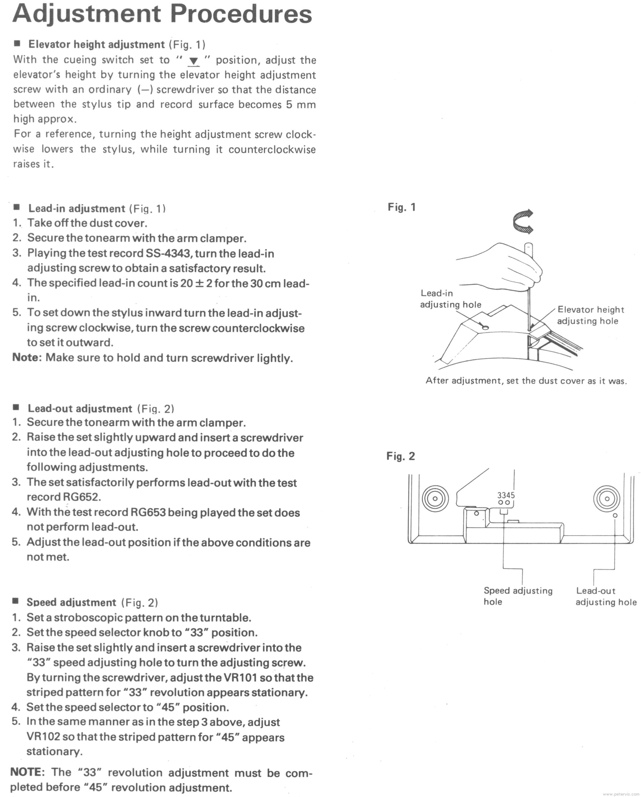 Tonearm and Speed Adjustments