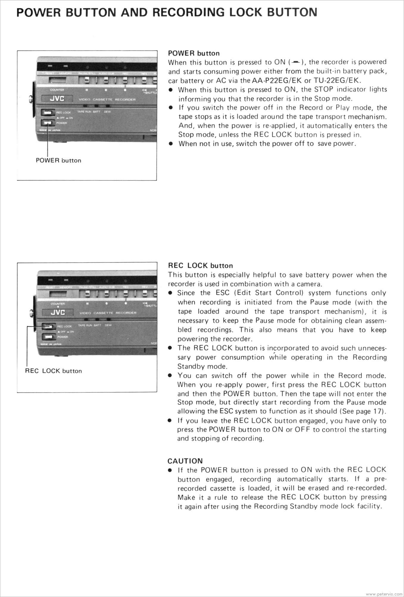 Power Button and Recording Lock Button