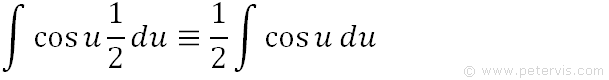 moving ½ outside of the integral sign.