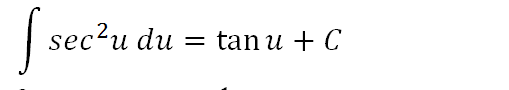 Integral of Sec^2u du = tanu