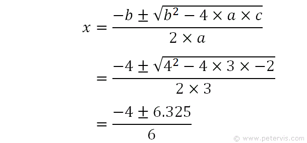 Using Quadratic Equation Formula