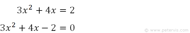 Solve 3x^2+4x=2