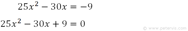 Solve 25x^2-30x=-9