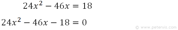 Solve 24x^2-46x=18