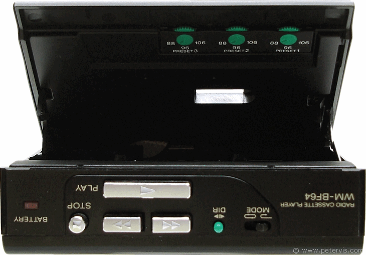 Cassette lid houses radio circuit.